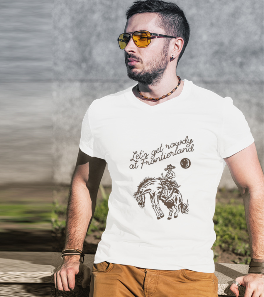 Adelaidesfort Store Let's Get Rowdy At Frontierland Cowboy And Horse Scene T-Shirt