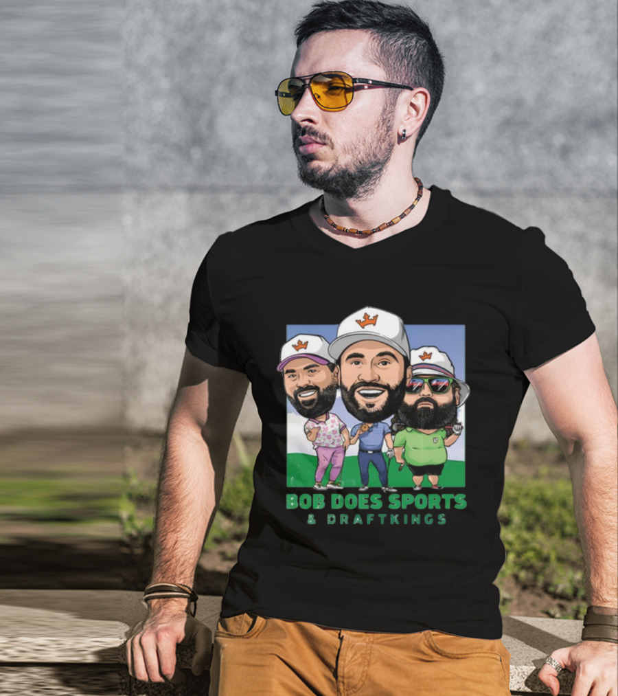 Bob Does Sports And DraftKings Golf Cartoon Collaboration T-Shirt