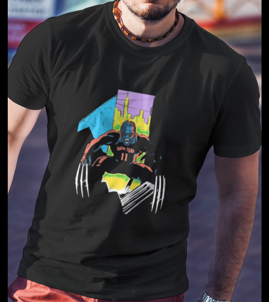 New York Wolverine Brunson Basketball Claws Skyline T-Shirt