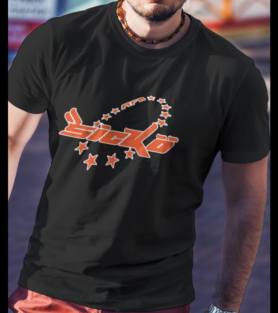 Afb Sicko Stars Bold Red Text With Curved Star T-Shirt