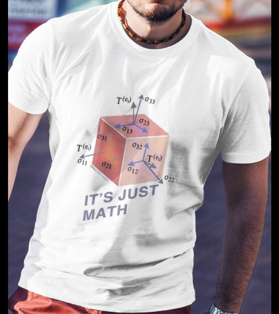 Jeff Clarke Wearing It's Just Math Physics Cube Tensor Notation T-Shirt