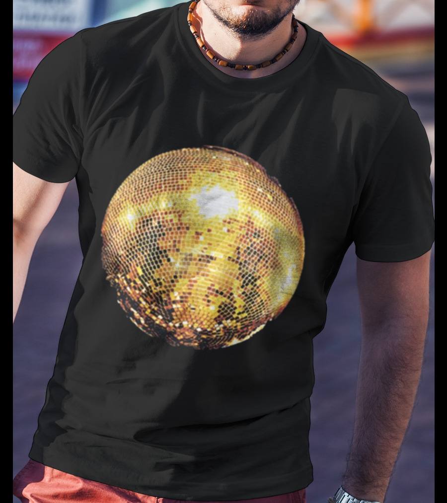 Gold Disco Ball Vintage 90s Shine Reflective Party T-Shirt