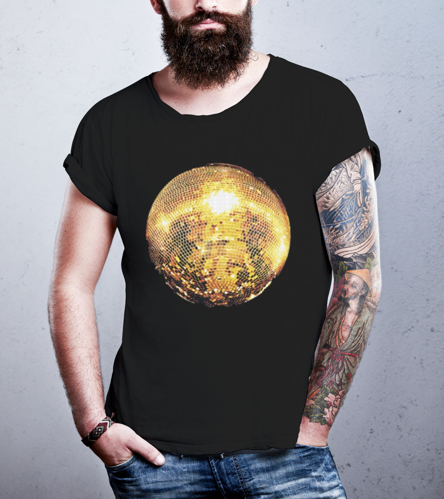 Gold Disco Ball Vintage 90s Shine Reflective Party T-Shirt