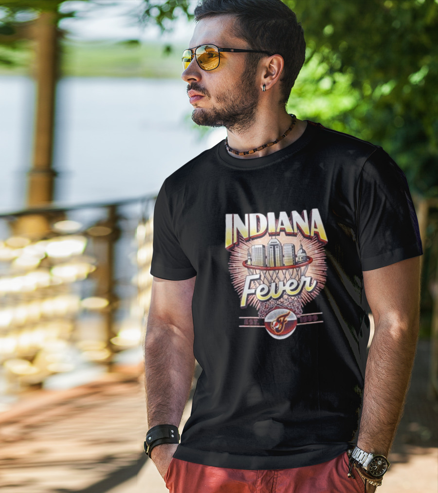 Indiana Fever Basketball City Established 1999 Skyline Hoops T-Shirt