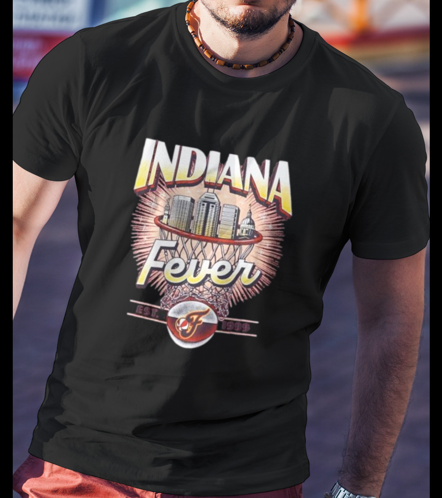 Indiana Fever Basketball City Established 1999 Skyline Hoops T-Shirt