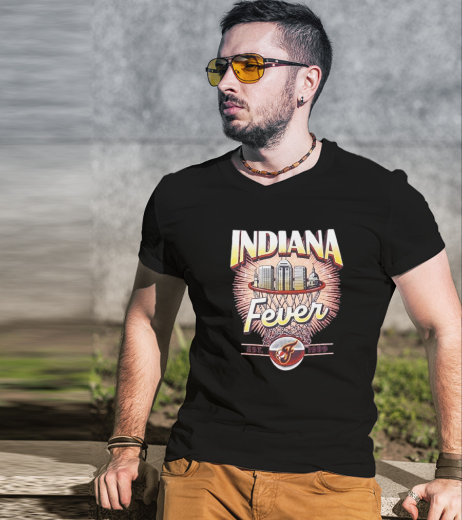 Indiana Fever Basketball City Established 1999 Skyline Hoops T-Shirt