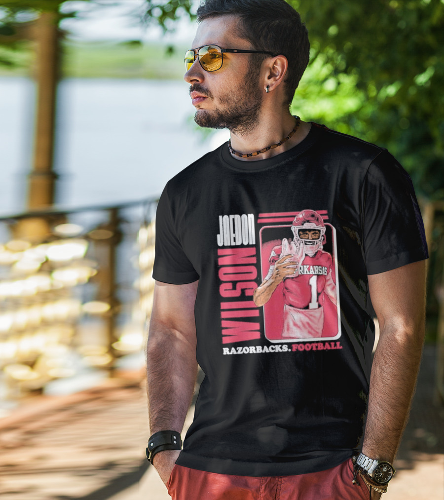 Jaedon Wilson Arkansas Razorbacks Football Cartoon Player T-Shirt