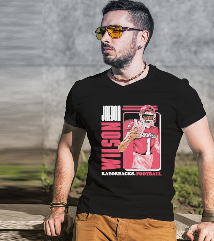 Jaedon Wilson Arkansas Razorbacks Football Cartoon Player T-Shirt