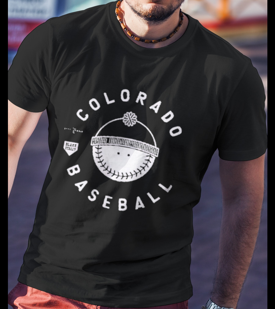 Colorado Baseball Smile Face With Winter Hat T-Shirt