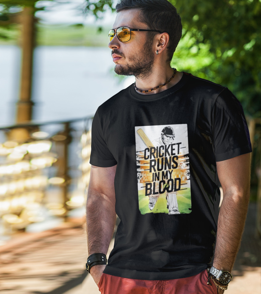 Cricket Runs In My Blood Batting Passion T-Shirt