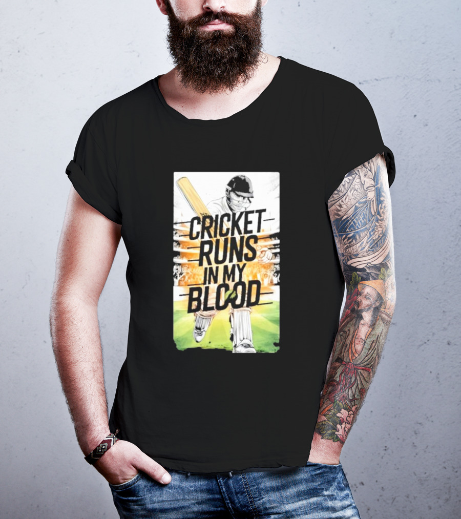 Cricket Runs In My Blood Batting Passion T-Shirt