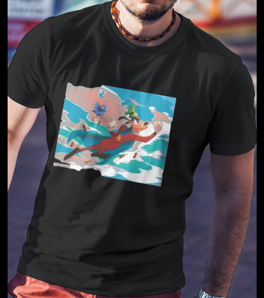 Disney Lorcana Super Goof Flying Hero Dog Adventure With Blue Bird Companion T-Shirt