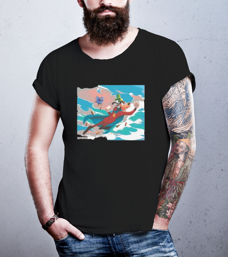 Disney Lorcana Super Goof Flying Hero Dog Adventure With Blue Bird Companion T-Shirt