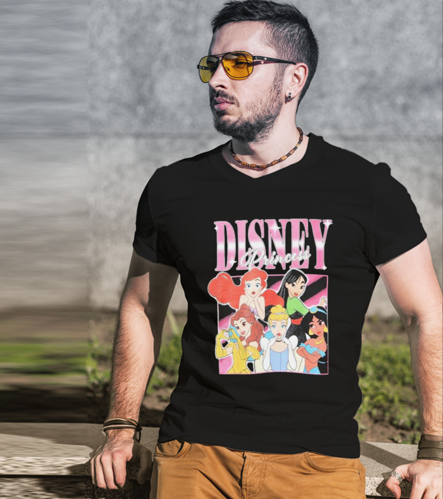 Disney Princess Group Ariel Belle Cinderella Jasmine Mulan T-Shirt