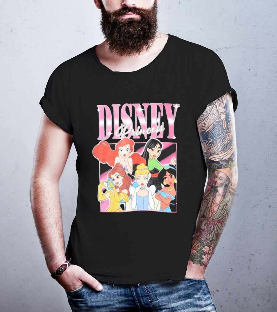 Disney Princess Group Ariel Belle Cinderella Jasmine Mulan T-Shirt