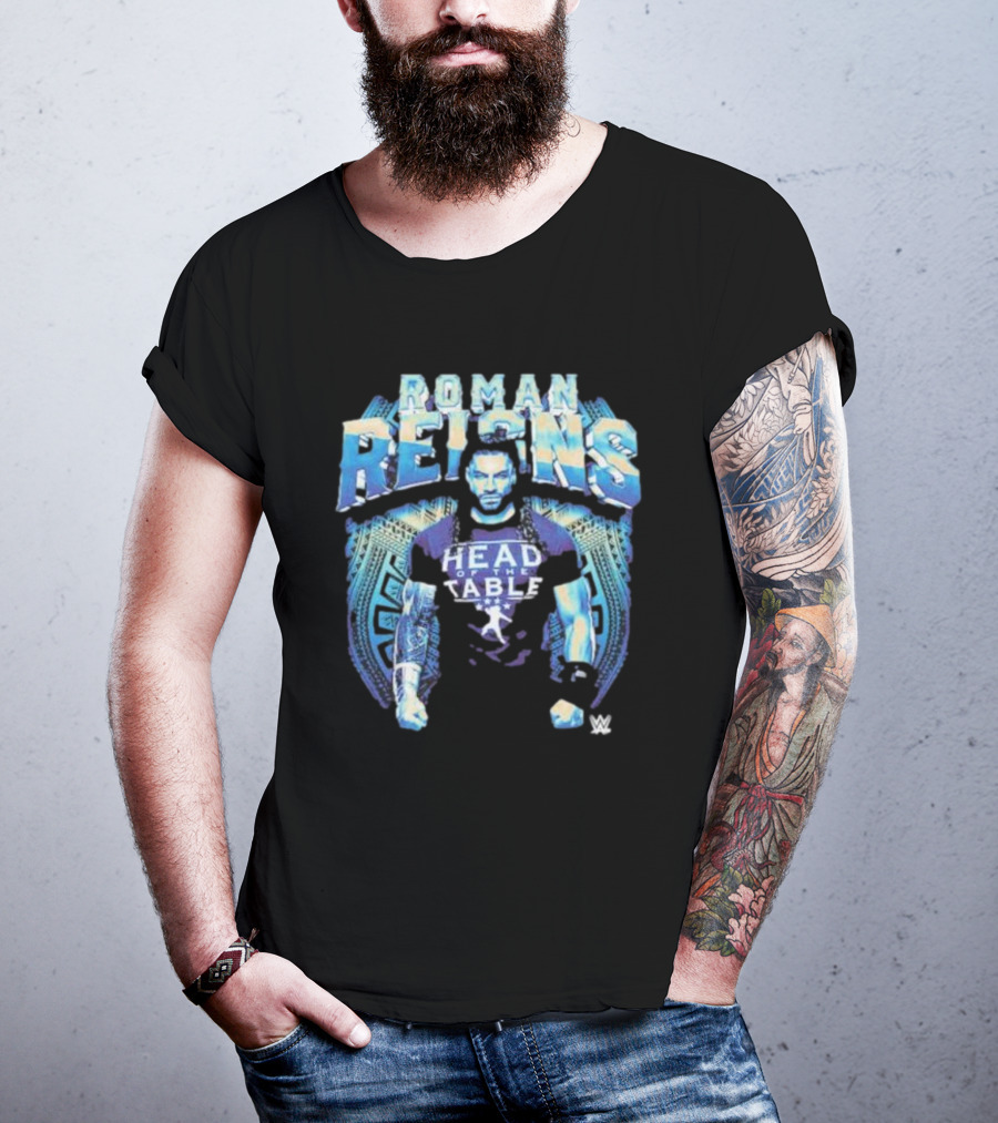 Roman Reigns Head Of The Table WWE Blue Warrior T-Shirt