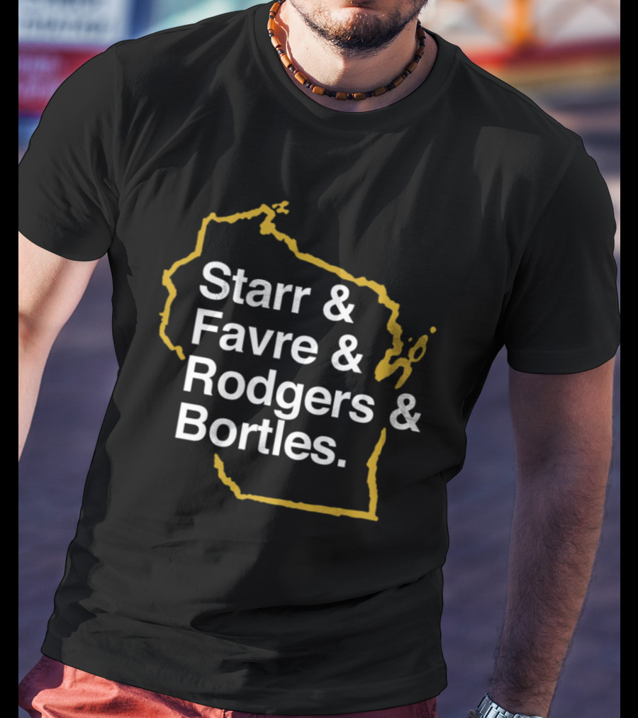 Starr Favre Rodgers Bortles Wisconsin Outline T-Shirt