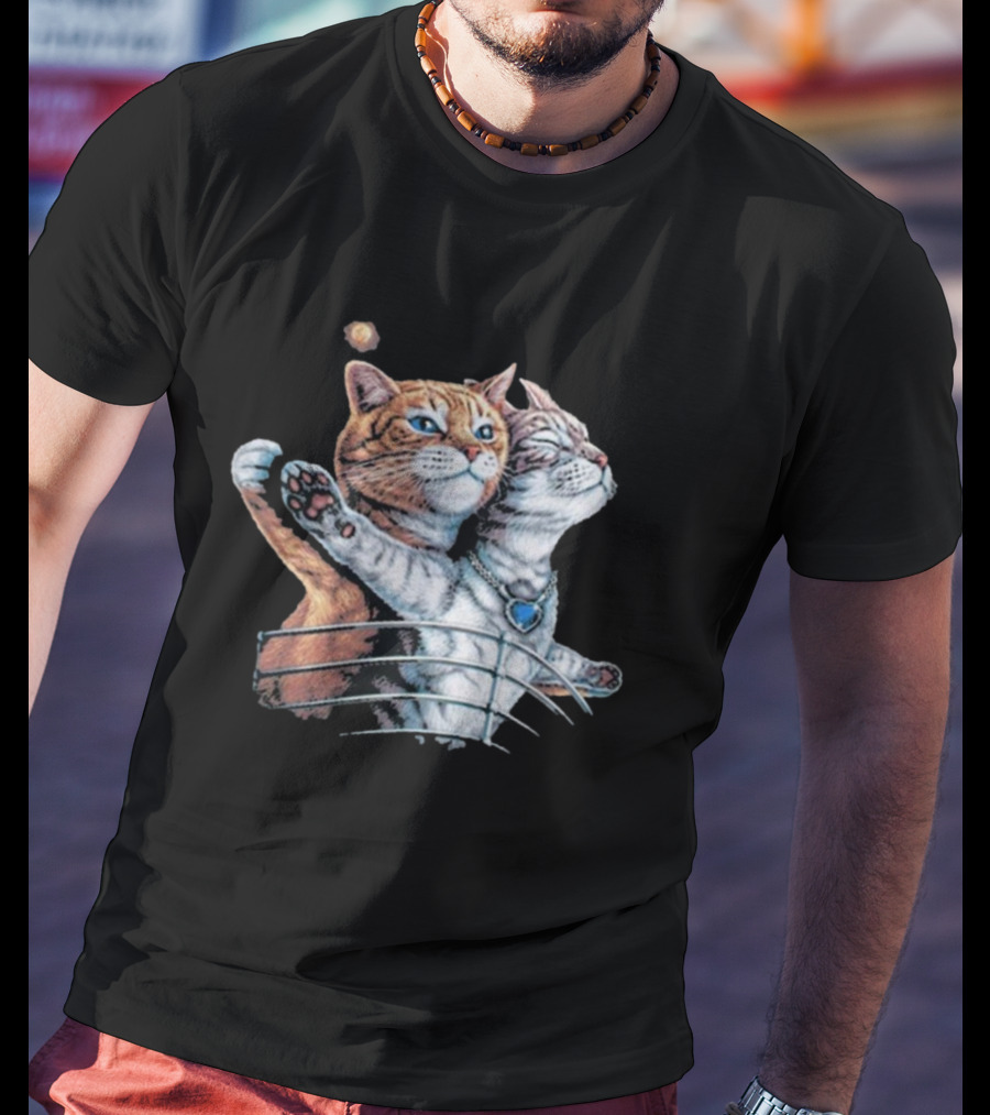 Titanic Cats Jack And Rose Paws On Ship's Bow T-Shirt