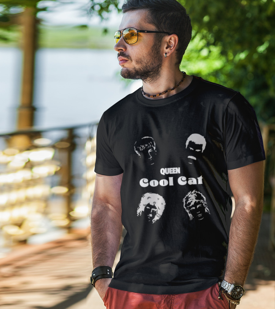 Queen Cool Cat Silhouette Faces T-Shirt