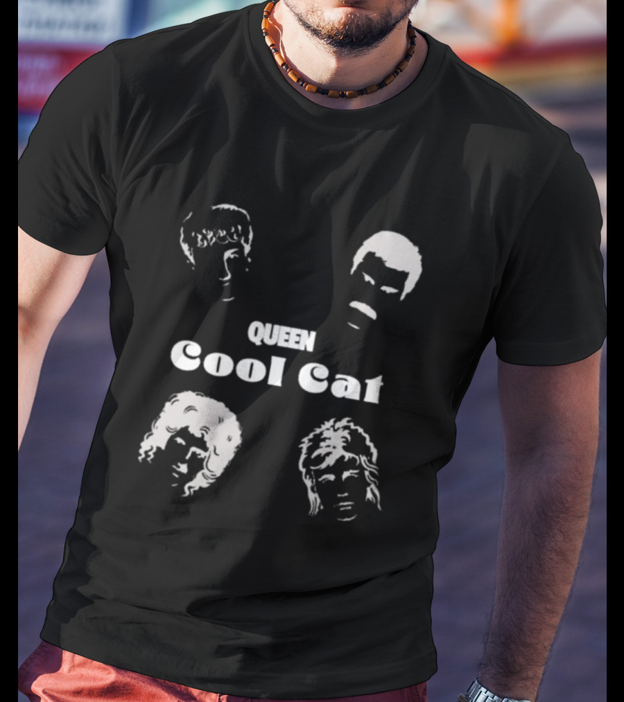 Queen Cool Cat Silhouette Faces T-Shirt