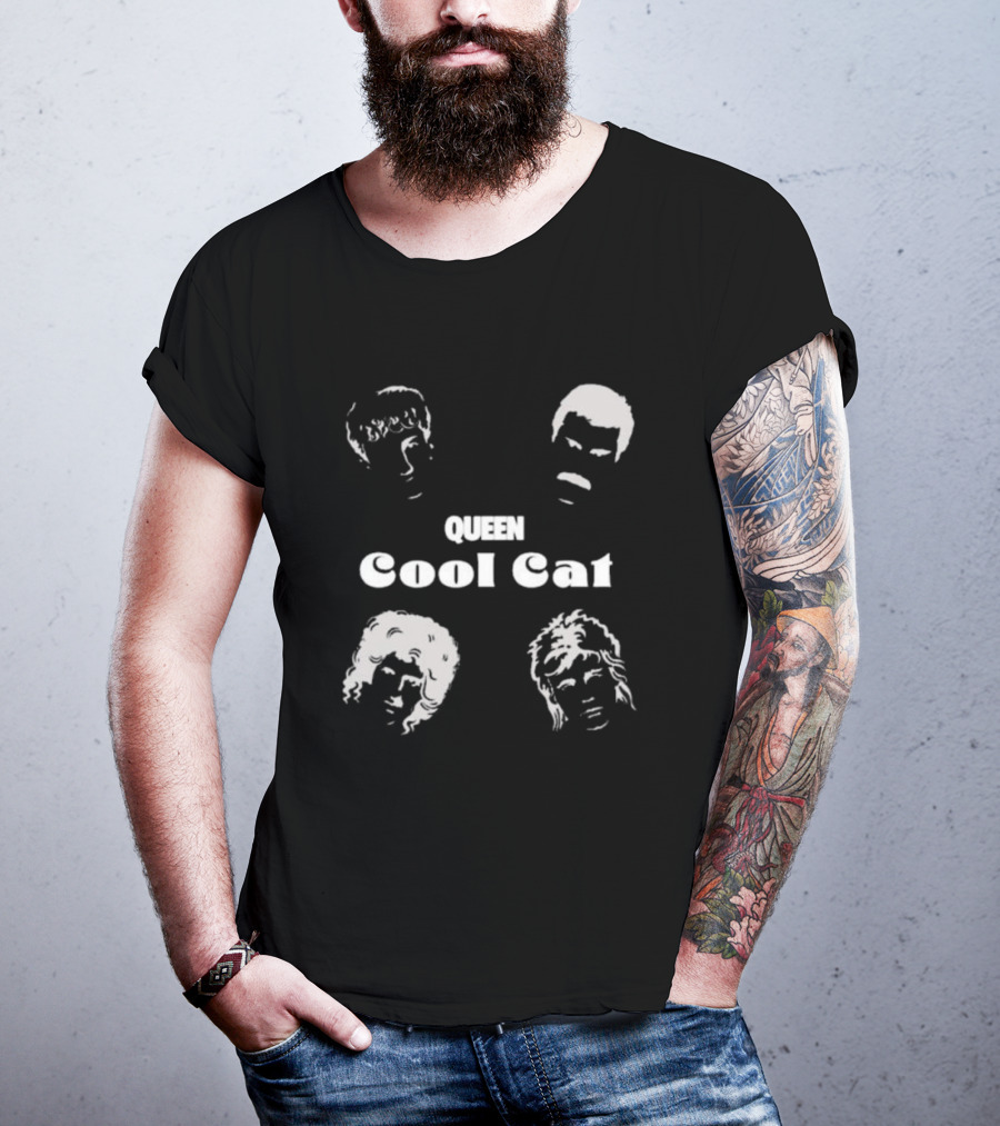Queen Cool Cat Silhouette Faces T-Shirt