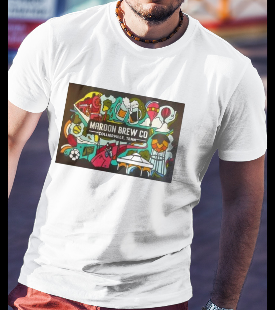 Maroon Brew Co Collierville Tenn Colorful Iconic Beer And Hot Air Balloon T-Shirt