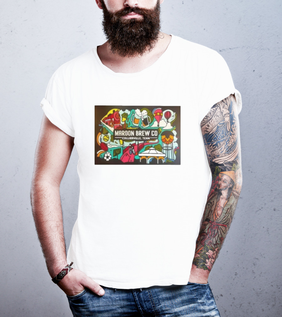 Maroon Brew Co Collierville Tenn Colorful Iconic Beer And Hot Air Balloon T-Shirt
