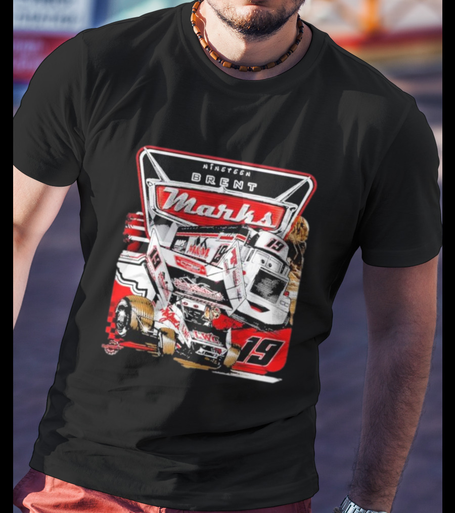 Nineteen Brent Marks Racing Car 19 Motorsport T-Shirt