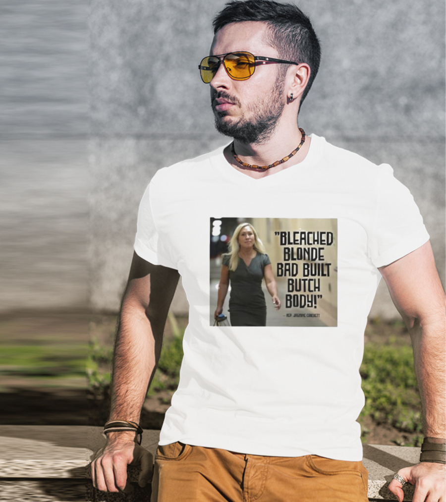 Bleached Blonde Bad Built Butch Body ACP Jamming Crockett T-Shirt