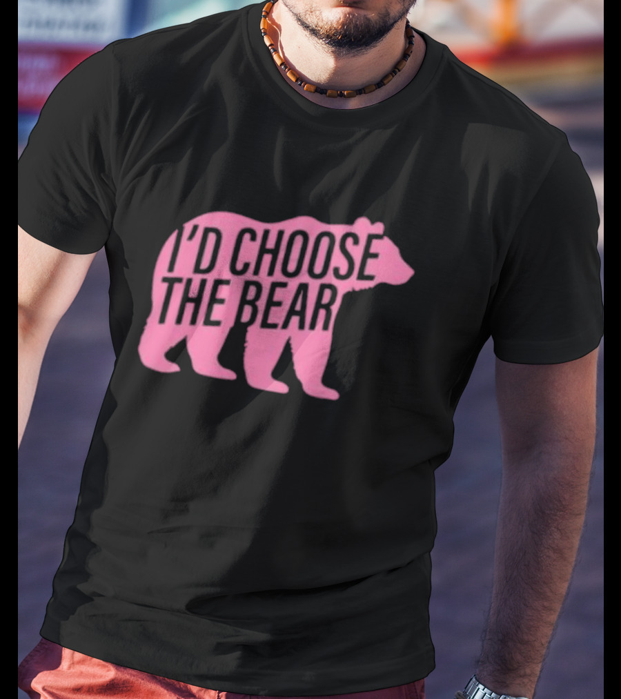 Confettirebels Pink Bear Silhouette I’d Choose The Bear T-Shirt