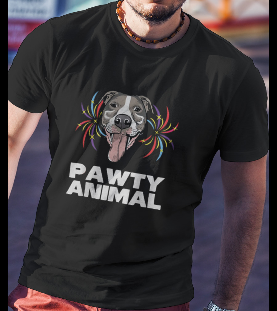 Pawty Animal Dog Lovers Partying Funny Mens Dog T-Shirt