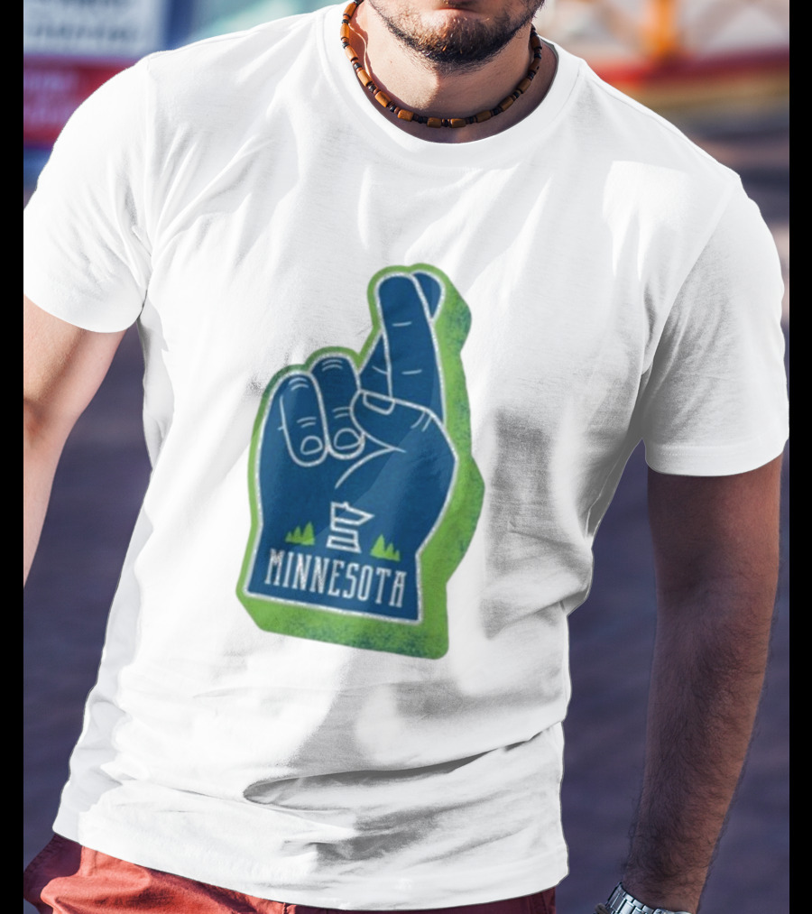 Minnesota Mood Fingers Hand Gesture With State Icon And Trees T-Shirt