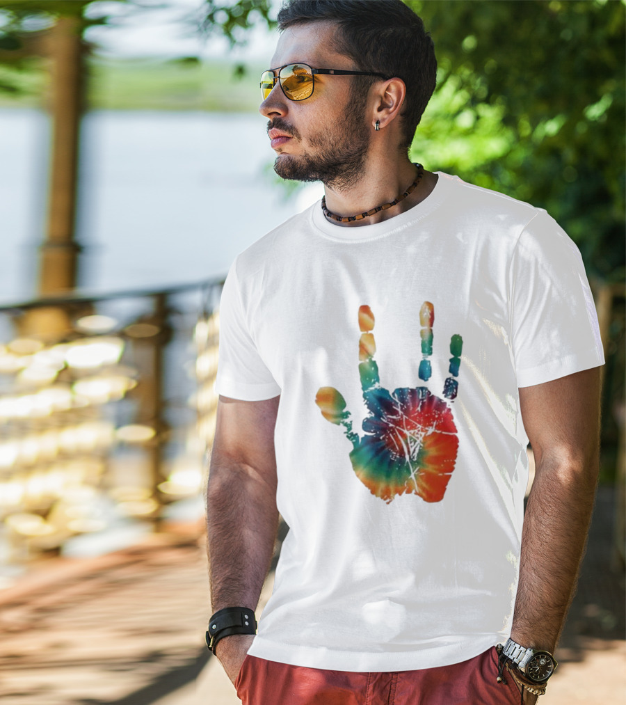 Happy Pride Month Tie-Dye Handprint T-Shirt