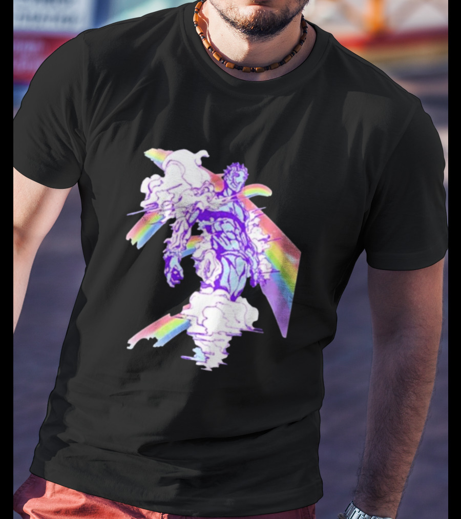 Hoshipieces Weather 9oz Manga Style Purple Cloud Man With Rainbow Elements T-Shirt