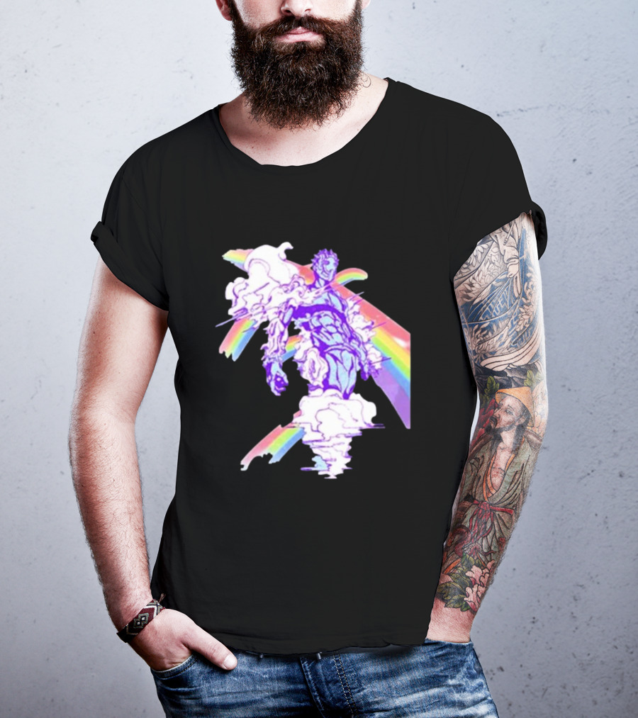 Hoshipieces Weather 9oz Manga Style Purple Cloud Man With Rainbow Elements T-Shirt