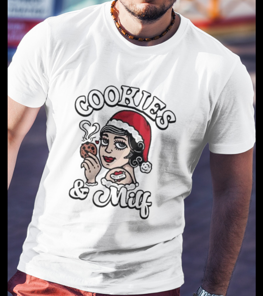 Matt Rife Cookies And Milf Holiday Theme With Santa Hat And Heart Cookie T-Shirt