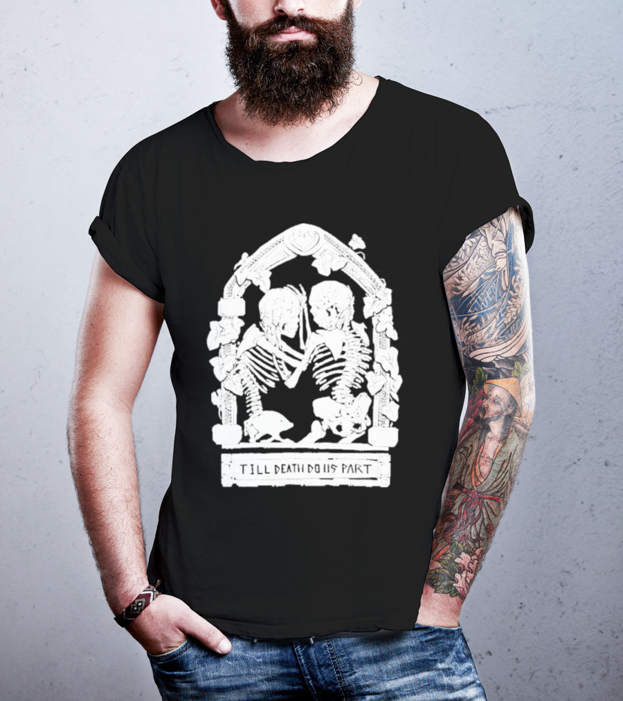 Till Death Do Us Part Skeleton Gothic Arch Motif T-Shirt