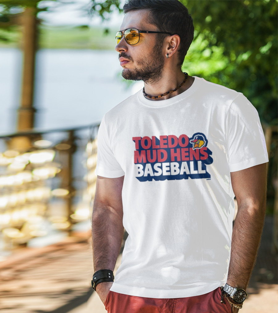 Toledo Mud Hens Baseball Logo With Iconic Classic Blue Hat And Yellow Cartoon Chicken T-Shirt