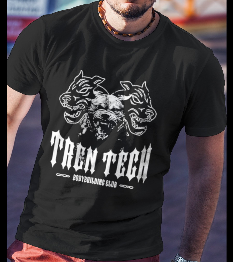 Tren Tech Bodybuilding Club Fierce Animal Motif T-Shirt