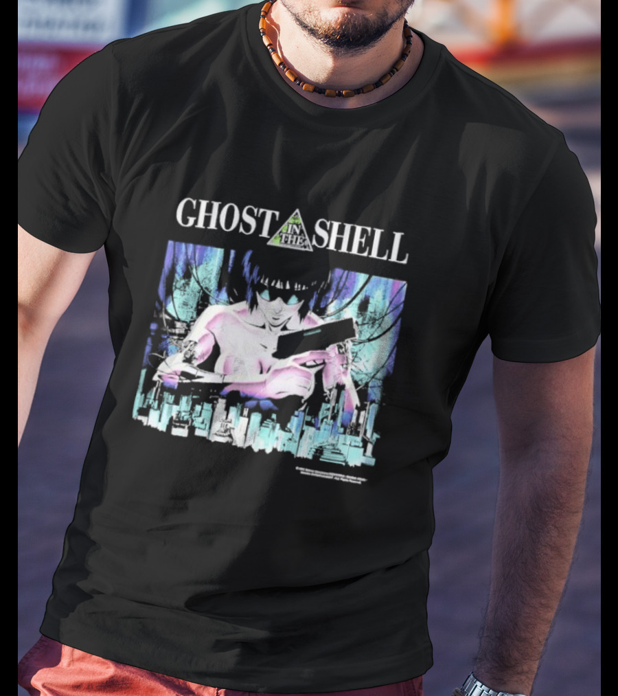 Ghost In The Shell Girl With Gun Cyberpunk City Image T-Shirt
