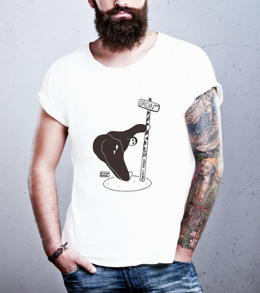Groin Street Sign With Bandaged Steak Character By Rpwp T-Shirt