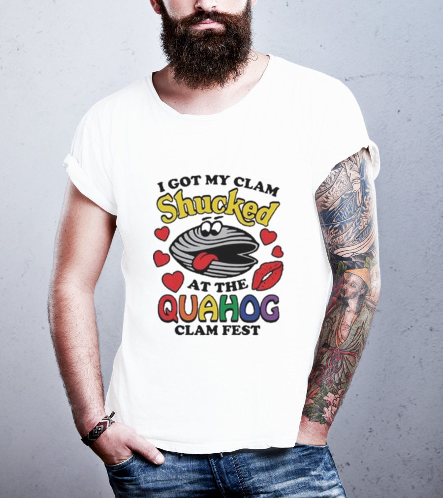 I Got My Clam Shucked At The Quahog Clam Fest Hearts And Lips T-Shirt