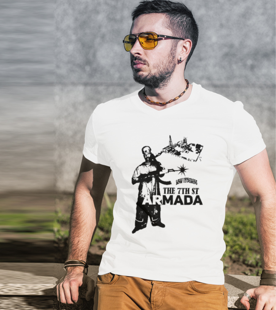 Low Interest The 7th St Armada Revolutionary Symbol With Armed Figure T-Shirt