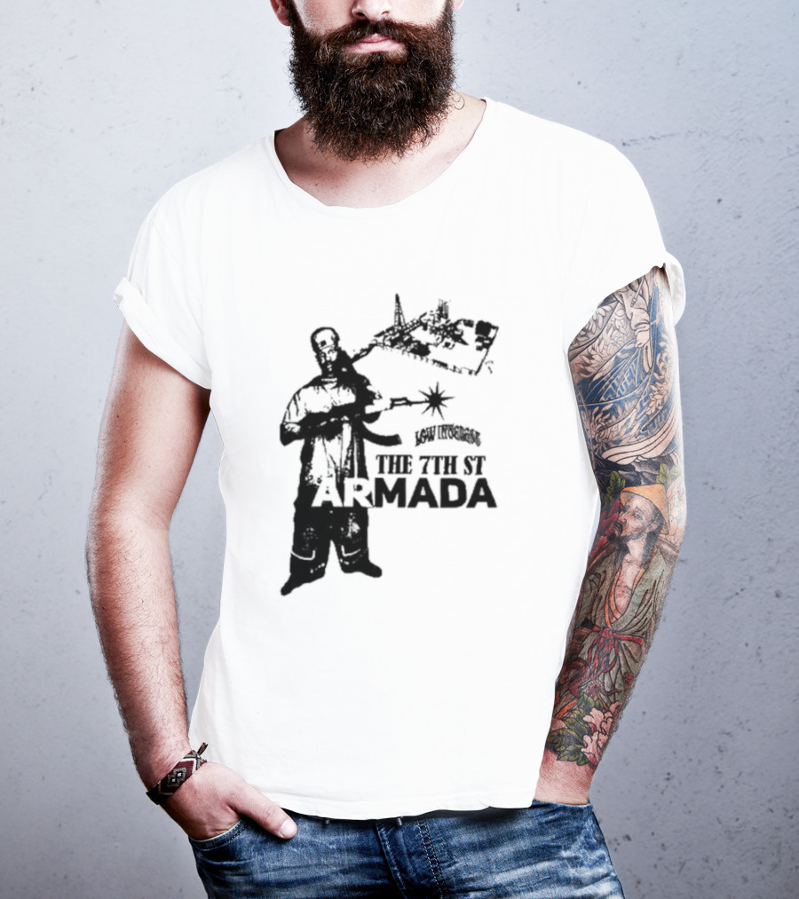 Low Interest The 7th St Armada Revolutionary Symbol With Armed Figure T-Shirt