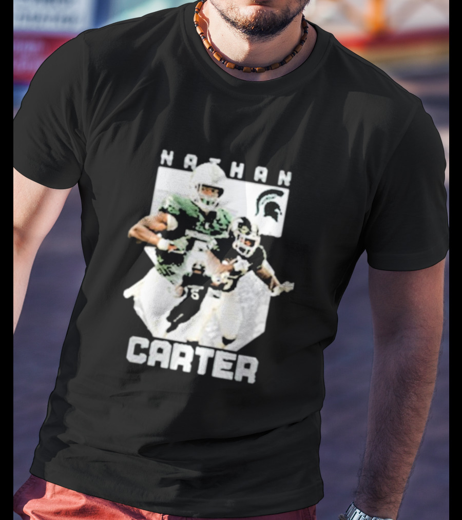 Michigan State Football Nathan Carter Player Collage T-Shirt