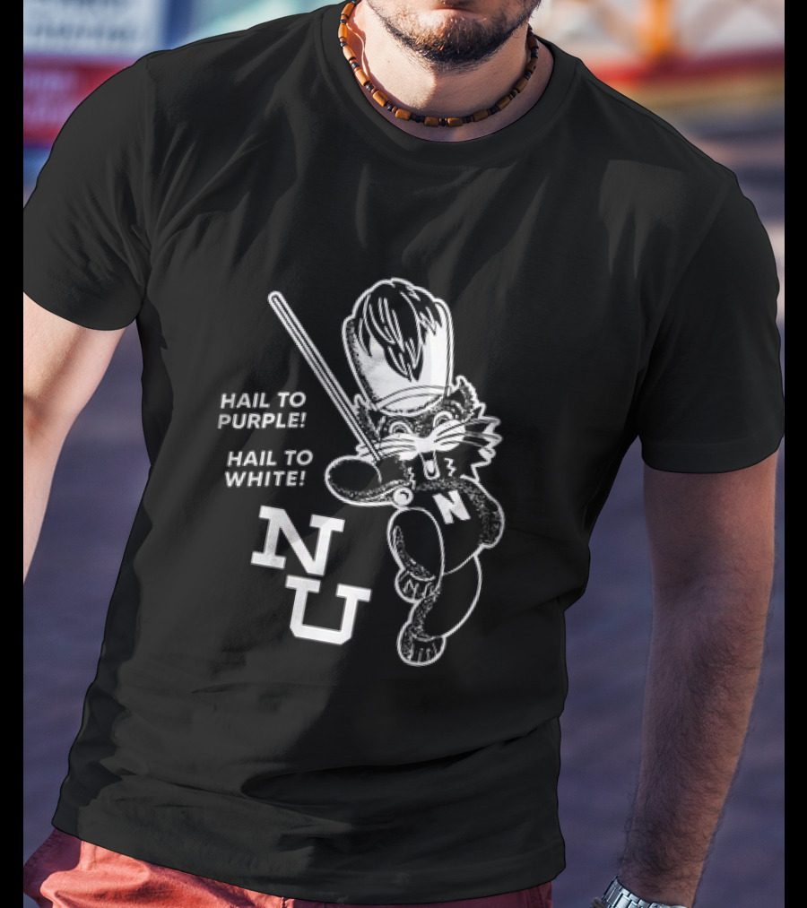 NU Sports Northwestern Wildcats Band Hail To Purple And White T-Shirt