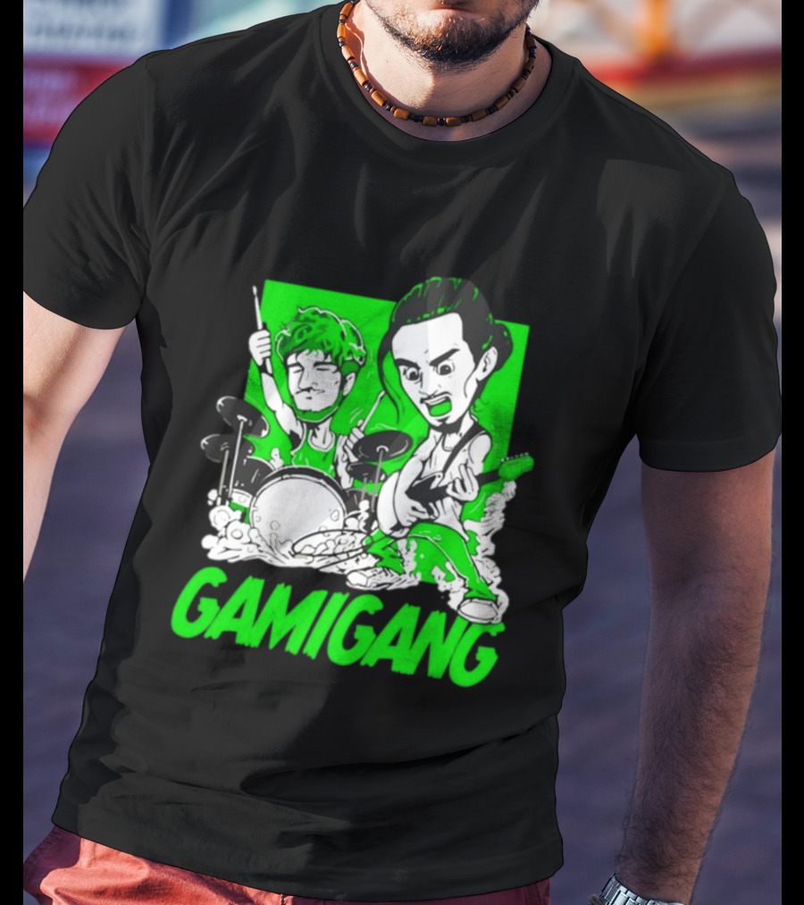 Gami Gang Origami Angel Anime Drummer Guitarist Duo T-Shirt