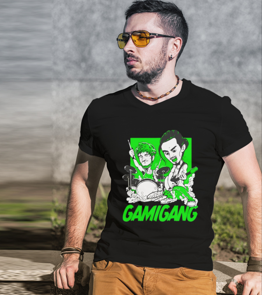 Gami Gang Origami Angel Anime Drummer Guitarist Duo T-Shirt