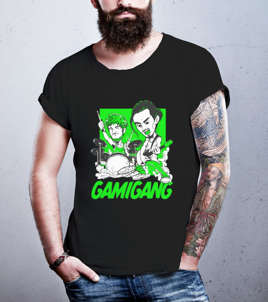 Gami Gang Origami Angel Anime Drummer Guitarist Duo T-Shirt