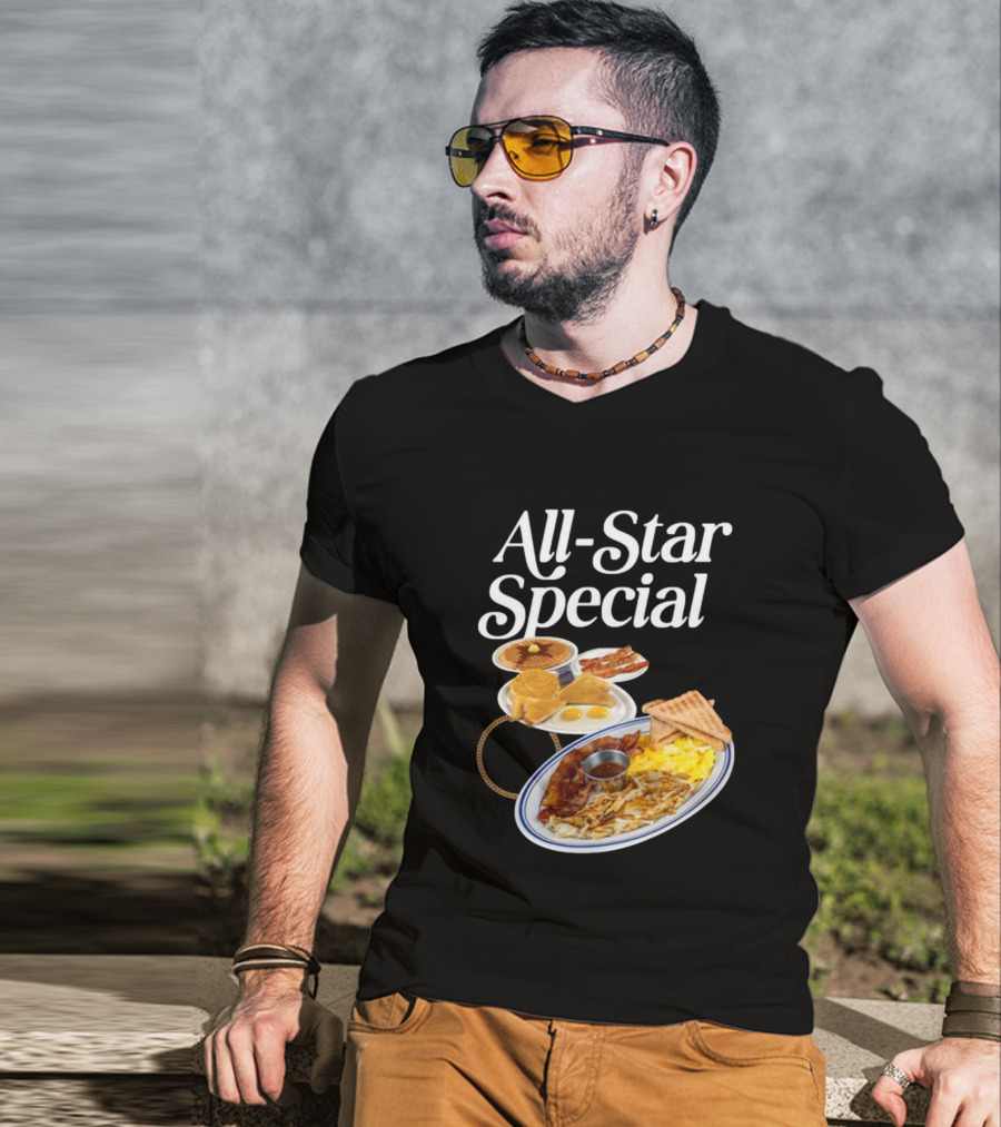 All Star Special Breakfast Eggs Pancakes Bacon Toast Waffles Hashbrowns T-Shirt